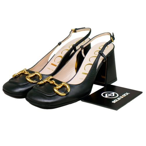 

GUCCI Horsebit 75mm Heeled Slingback Leather Women s Black 643892 C9D00 1000 EU 34.5 чёрный
