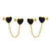 Personalized Long Heart Drip Oil Screw Ear Bone Studs Double Ear Piercing Earrings for Women