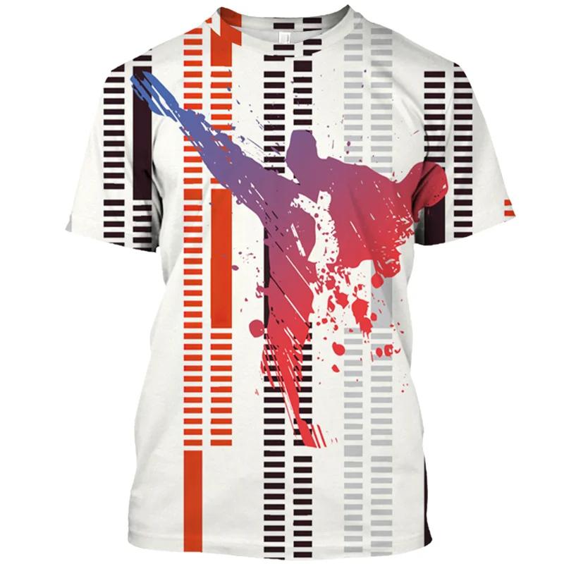 Camisetas de Verano de Cuello Redondo con Estampado 3D de Kickboxing Artes Marciales, Camisetas de Hombre Casuales de Moda de Manga Corta