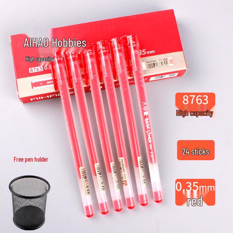 Student Use Ballpoint Pen - 0.35mm Water-Based Black, Red, Blue-Black Ink, Large Capacity