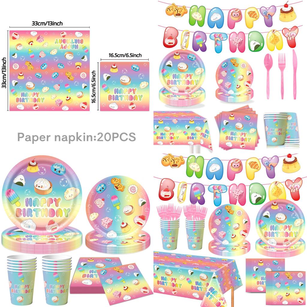 Squishy Party Supplies Kit With Cartoon Theme For Kids Birthday Celebration Decor