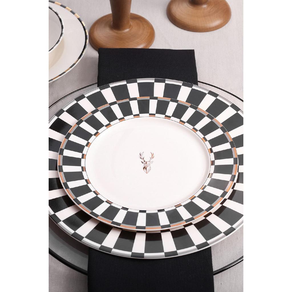 Aries Black 24 Piece Porcelain Dinner Set For 6 People