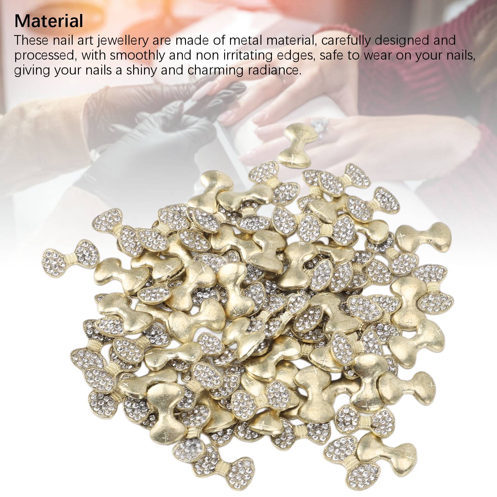 

100pcs Bow Rhinestone Manicure Accessories Safe Portable Bow Nail Decoration Rhinestone for Daily