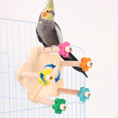 Bird Rotating Perch Toy, Parrot Wheel Chewing Funny Exercise Stand for