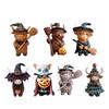 Halloween Highland Cow Resin Figurine Wizard Hat Pumpkin Broom Cattle Statue Sculpture Holiday Party Decoration Ornament