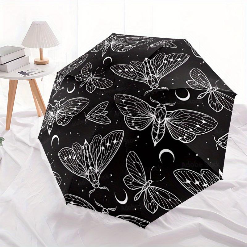 1pc Butterfly Night Automatic Open/close Umbrella, 8-Rib sturdy structure, Portable Travel Umbrella, Parties, Everyday Use, Outdoor Accessor