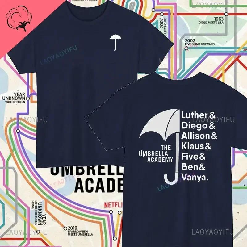 Retro The Umbrella Academy Double Sided Printed Cotton Tshirt Leisure Classic TShirts NoveltyShirt Loose Unique Tops