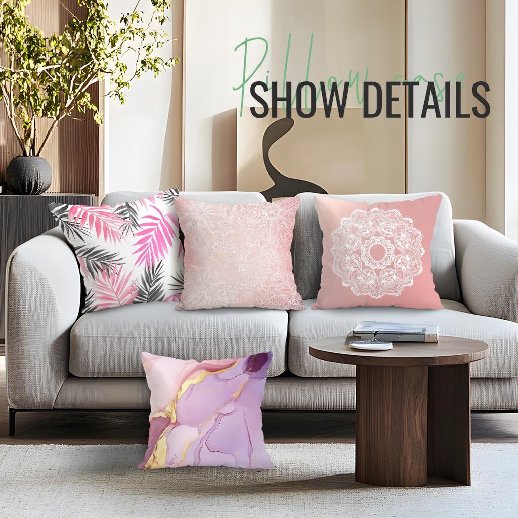 Pink Bohemian Style Cushion Pillowcase Printed Polyester 45x45cm Throw Pillowcover Decorative Sofa Cushion Pillowslip Home Decor