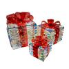 3 Pcs Christmas Lighted Gift Boxes Pre Lit Present Boxes with Bow And LED Light for Indoor Home Party Lawn Decor
