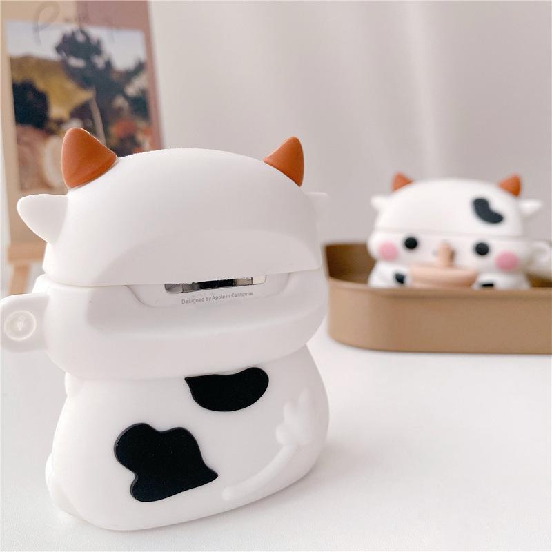 Milk Tea Cow AirPods Pro2/3 Generation Apple Bluetooth Wireless Headset Cover Creative Cute Soft Rubber Shell