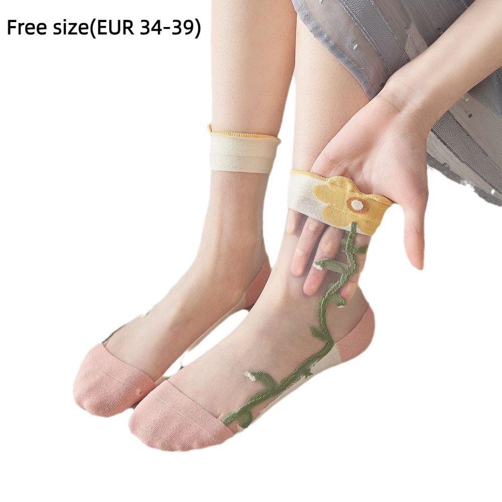 Breathable Crystal Silk Socks Ultra-thin Lace Socks Fashion Long Socks  Summer