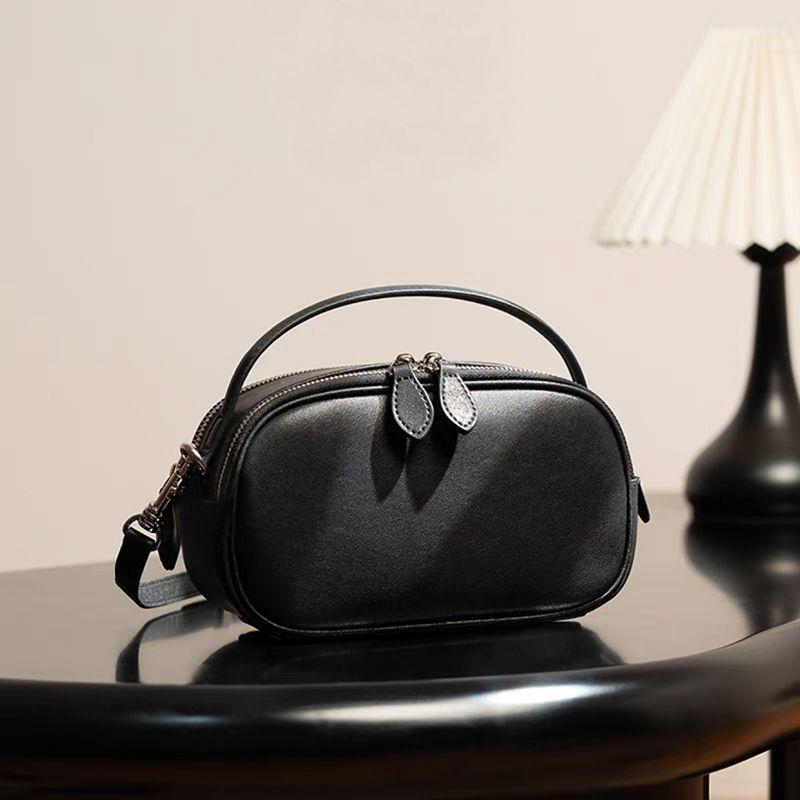 

Bag Women s Fashion All-Matching Satchel Casual Genuine Leather Bag Black [leather]]