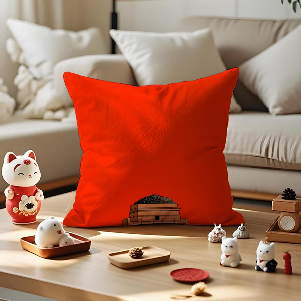 Parody Art Illustration Cushion Cover Anti-dustmite Pillowcase Invisible Zipper Silky Short Plush Sofa Cushion Cover