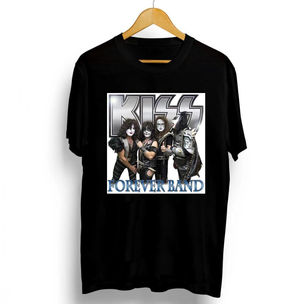 2021 New Fashion Kiss Band Rock Letter Poster Men's T-Shirt Graphics Funny Casual Short Sleeve Round Neck Shirt Hip Hop Tees