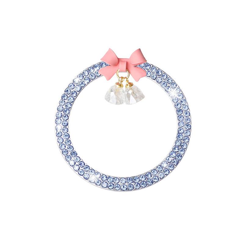 Rhinestone Bow Bell Car Start Switch Button Auto Decorative Diamond Stickers Ring Circle Trims Protective Cover Car Accessories