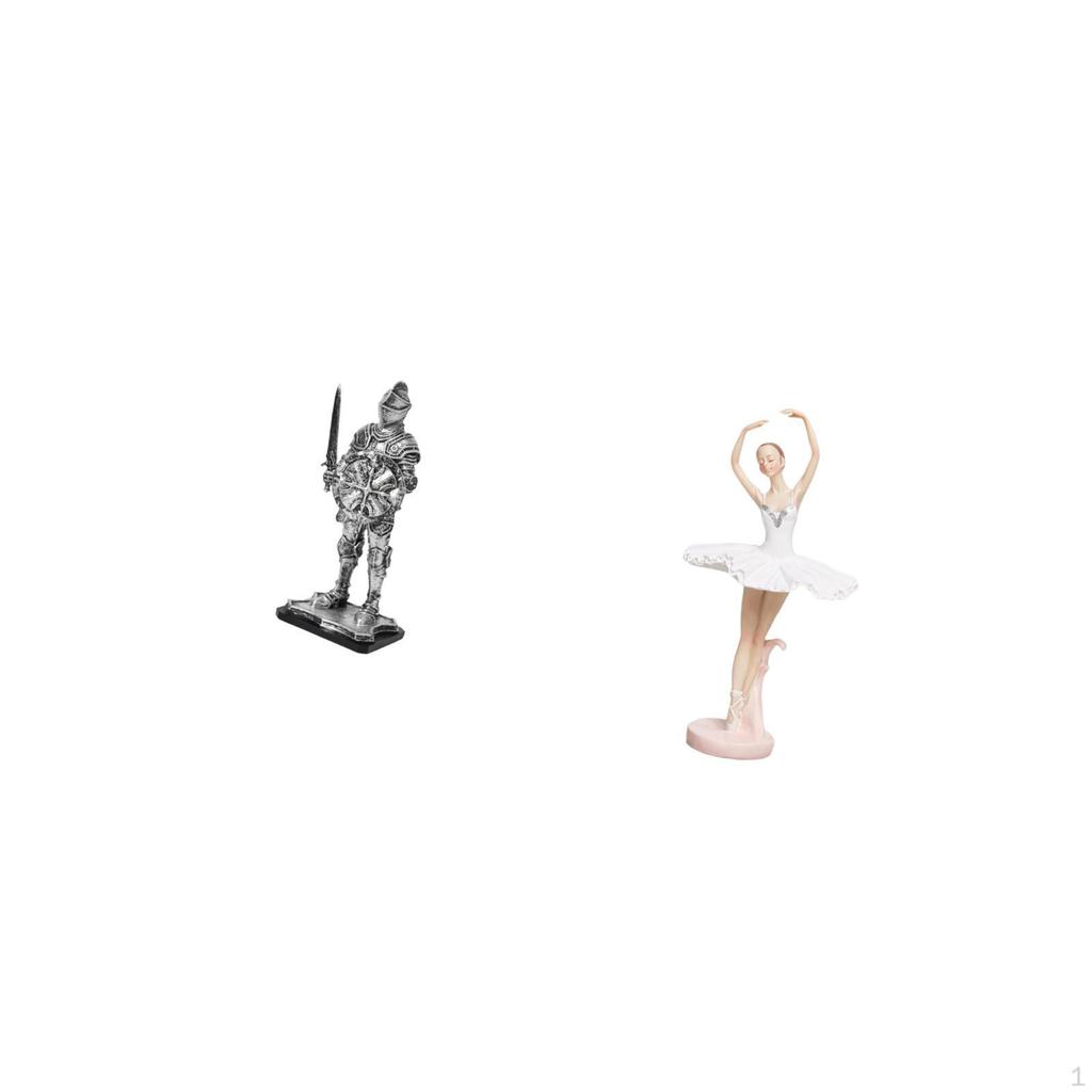 Vintage Knight Ballerina Statue Sculpture Creative Tabletop Ornament Resin Figure for Entryway