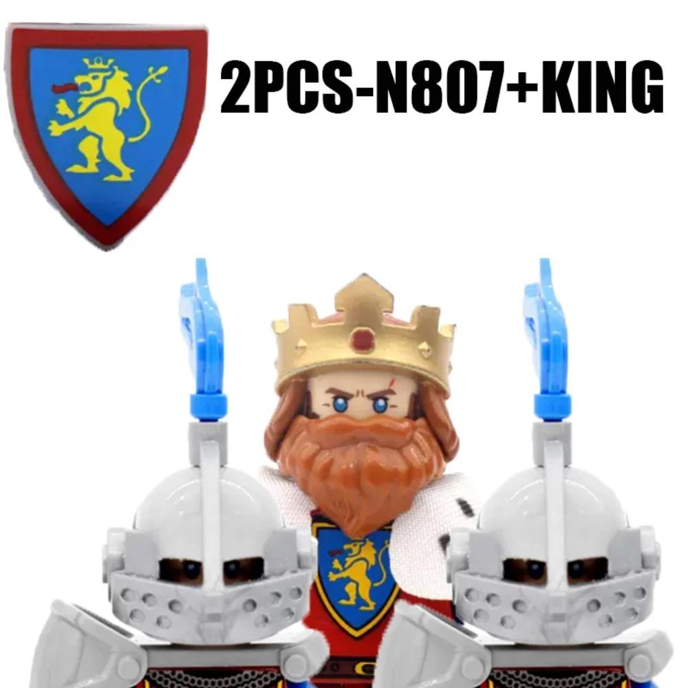 MOC Re Medievale Blocchi da Costruzione Esercito Castello Corvo Leone Rosso Aquila Nera Cavaliere Soldato Figure Spade Scudo Armi Mattoncini Giocattoli