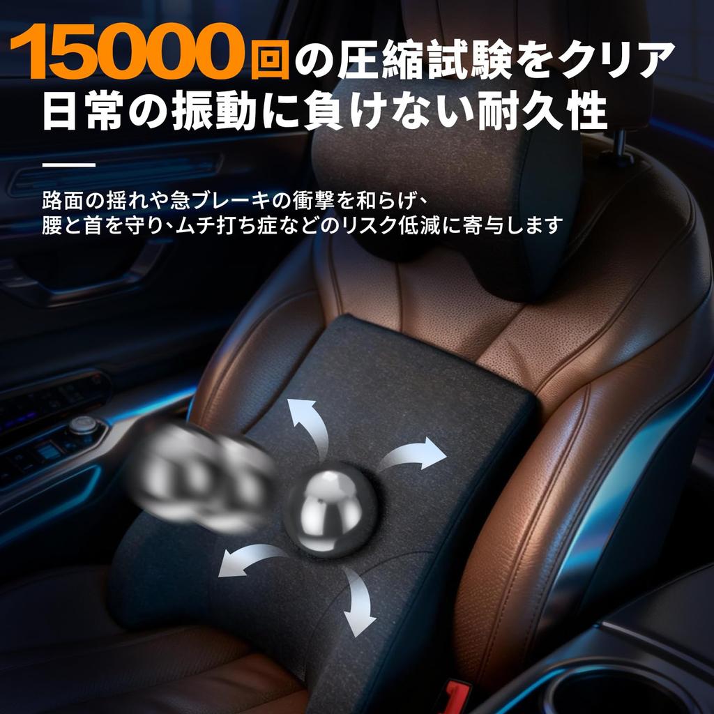 Kobuki BUJI Lumbar Cushion and Headrest Ergonomic Design with 3D Shape and Memory Car Set for Lower Back Pain Seat and Neck Washable and Convenient