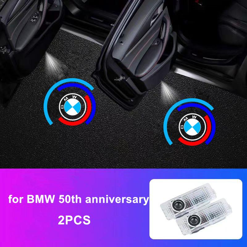 2Pcs Car Emblem Welcome Lights Auto Door Projector Lamps Accessories For BMW M 50th Anniversary G30 G32 G01 G02 G05 G06 G07 G26