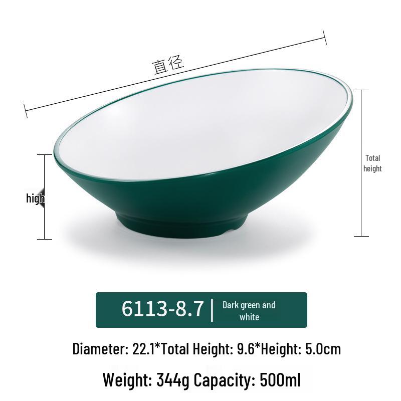Velká šikmá melaminová mísa - Imitace porcelánu pro horký hrnec, salát a dochucovadla