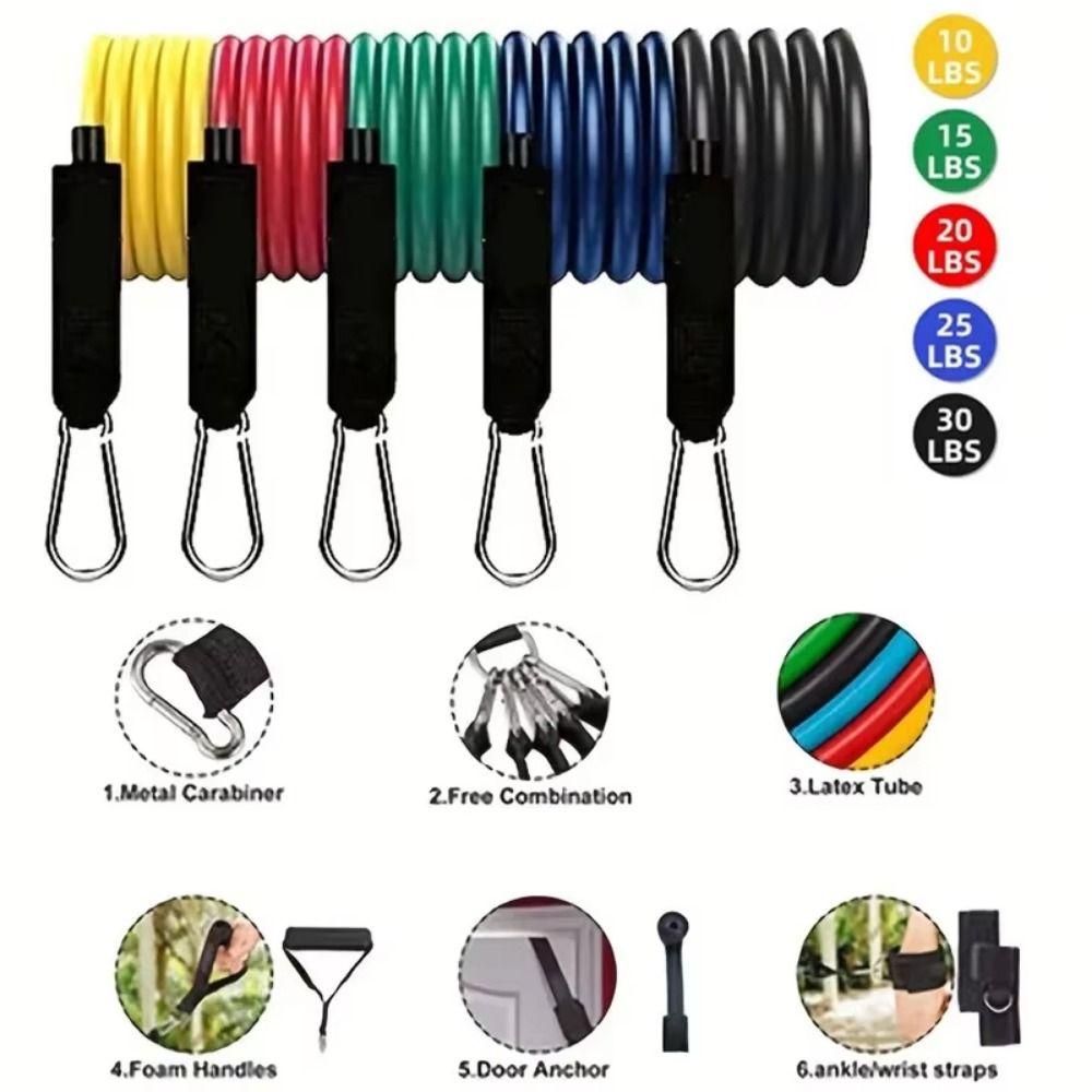 11Pcs/Set Anti-Break Resistance Band Set Durable Pull Rope Set  Fitness Equipment