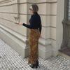 Leopard Print Mesh Low-Waist Fishtail Skirt for Women