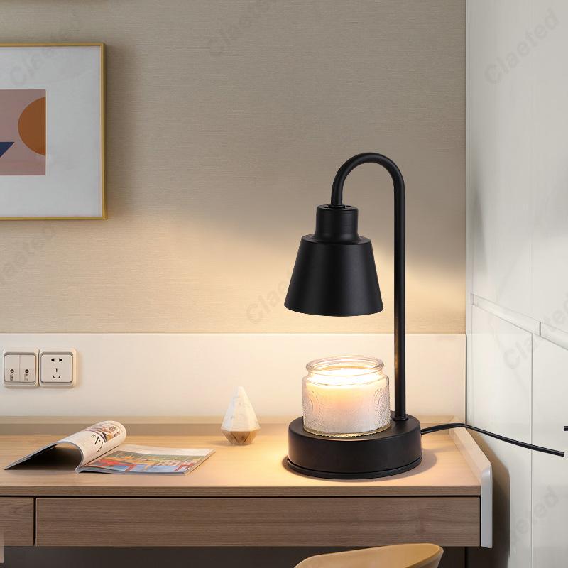 HOMZY Electric Candle Melting Table Lamp Retro Candle Heating Lamp Safe Candle Melt Warmer Light Dimming Switch for Bedroom Decoration