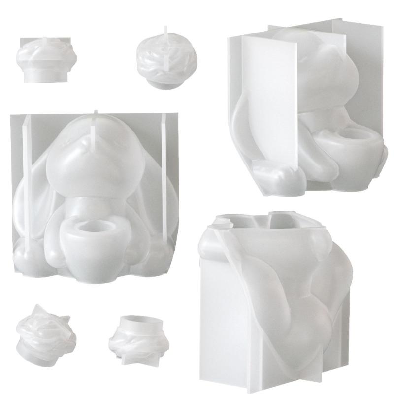 Rabbit Holding Flower Vase Silicone Mold Portable Charm Holder Resin Mold For Resin Jewelry Making And DIY Crafts