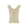 Chic Ruffle Edge Lace-up Vest Knitted Sweater Women's Summer Sweet Wind Slim and Thin Temperament Sleeveless Top