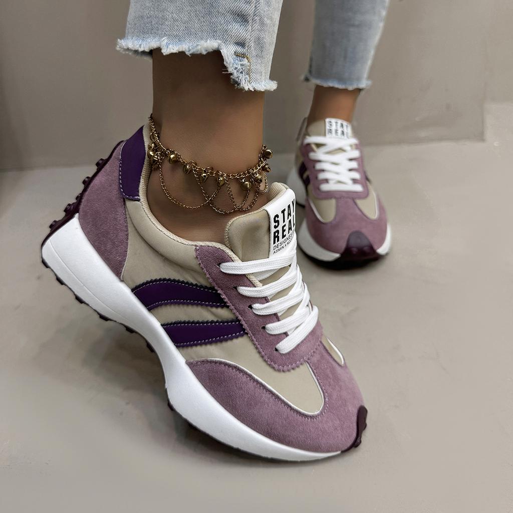 Fashionable New Style Elegant Lace Up Casual Shoes Women Spring/Autumn Round Toe Thick Sole Anti Slip Comfortable Sports Shoes