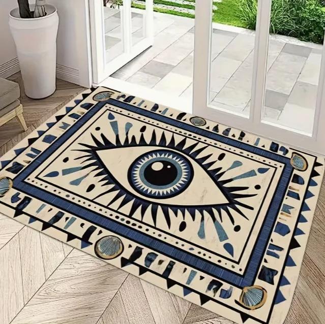 

Mystic Boho Area Rug Doormat All Greek Evil Decor Carpet Non Slip Washable for Retro Home Entryway Outdoor Indoor Entrance Decor 40x60cm