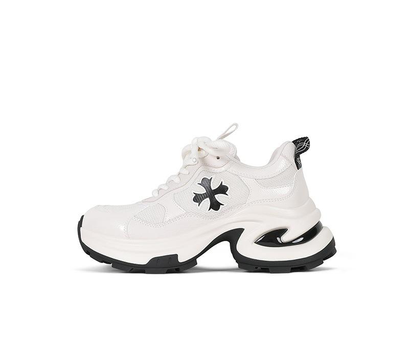 

Туфли на платформе с крестообразным цветком, увеличивающие рост, женские весенние новые дышащие кроссовки, повседневная спортивная обувь 40