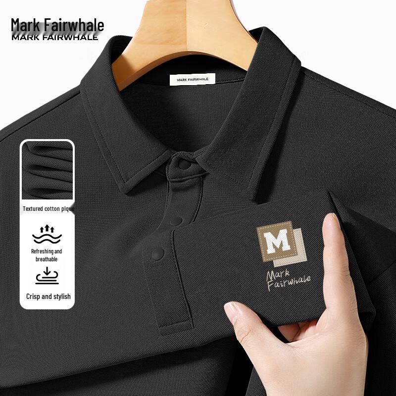 MARK FAIRWHALE Men s Loose Fit Cotton Blend Polo Shirt L