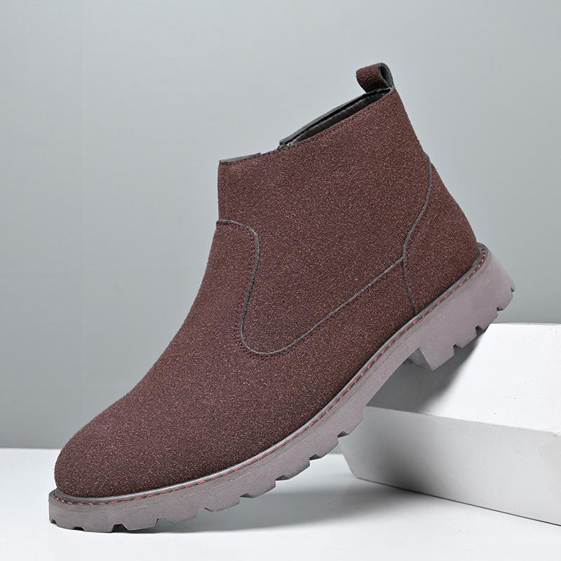 Men's shoes large size high top leather shoes fashion flow casual matte suede boots
