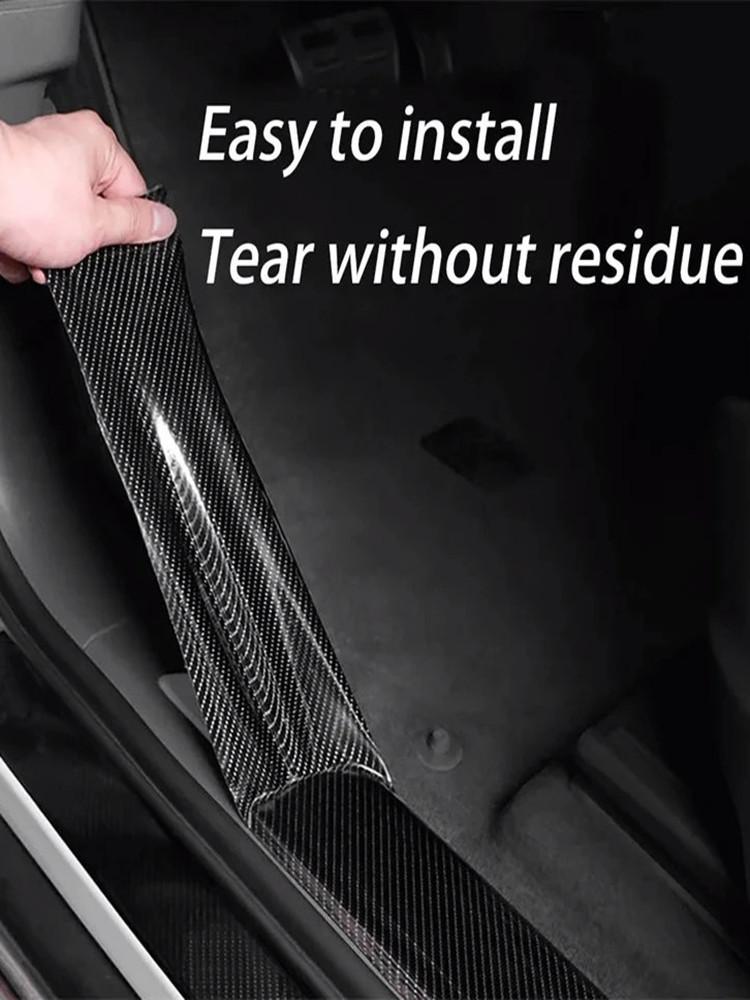 3D Nano Carbon Fiber Car Door Edge Protector, PVC Waterproof And Scratch-Resistant Adhesive Tape, Universal Anti-Collision Film, Black Color