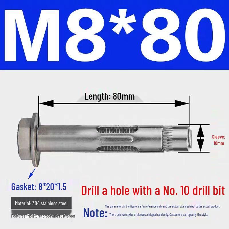 Stainless Steel Expansion Bolt with External Hex & Built-in Hole