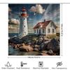 Lighthouse and House Shower Curtain - Coastal Scene Decor for Bathroom - Durable Waterproof Fabric with Vibrant Colors