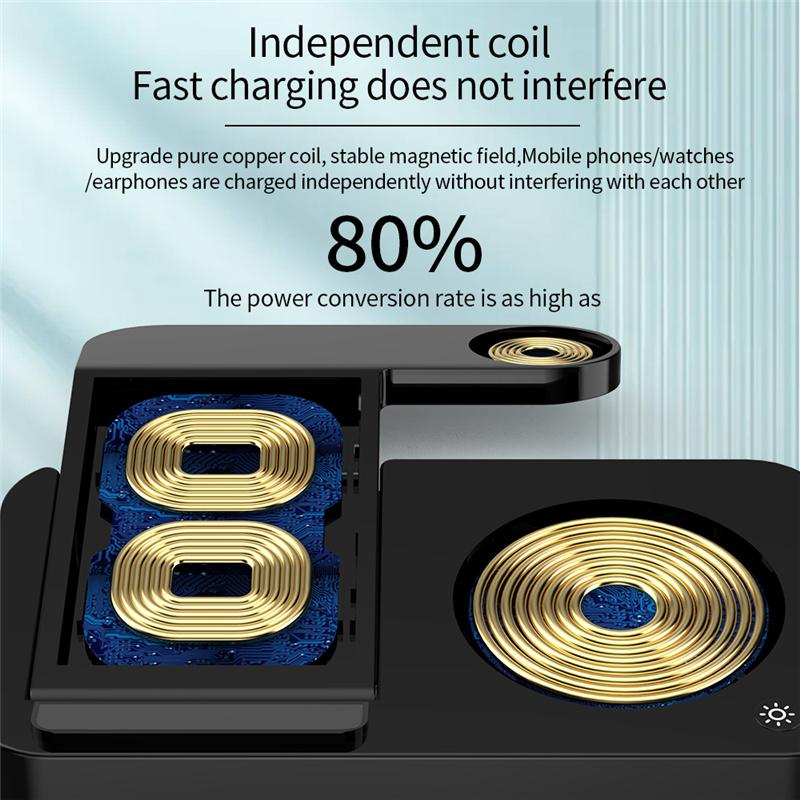 Skládací stojánek bezdrátové nabíječky 4 v 1 pro iPhone 14 13 12 11 Apple Samsung Watch Airpods Pro IWatch Fast Charging Dock Station