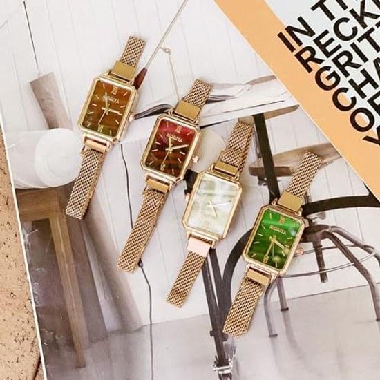 JUJUGENNew Style Popular wristwatch watch ladies life waterproof stylish casual simple dial quartz square face mesh band commuting lightweight unisex