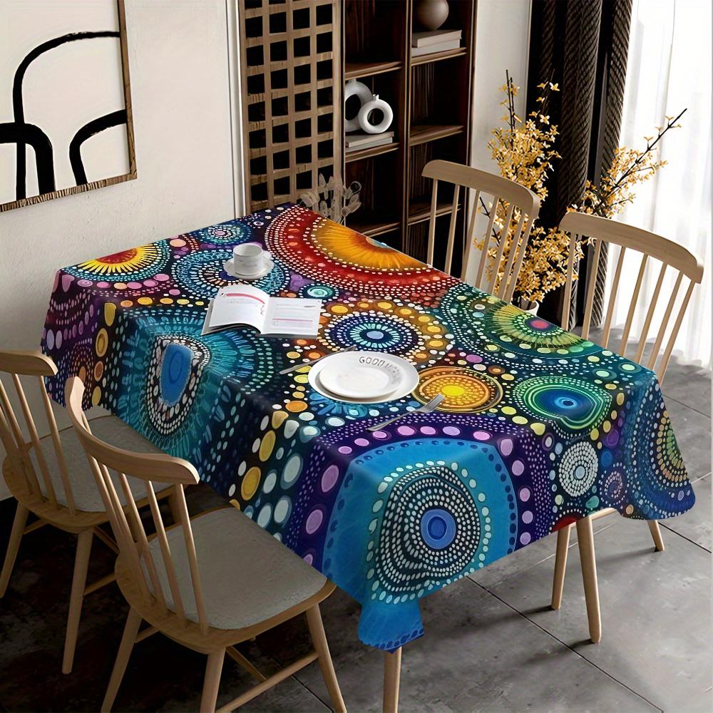 Bohemian Ethnic Art Rectangle Tablecloth for Table Decor Holiday Party Waterproof Reusable Tablecloth for Tables Indoor Outdoor