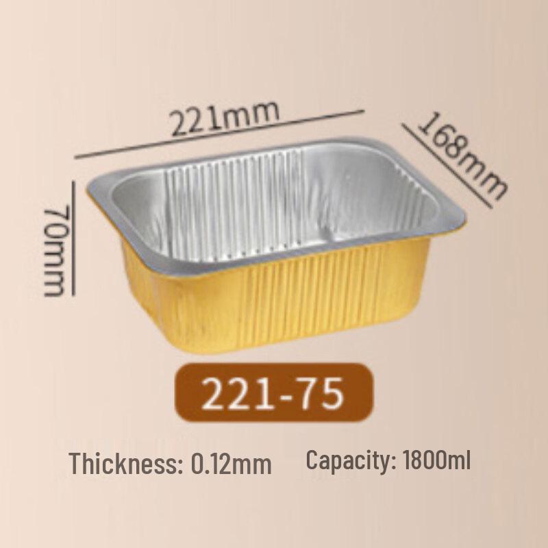 Min Nai Gold Rectangular Aluminum Foil Takeaway Containers