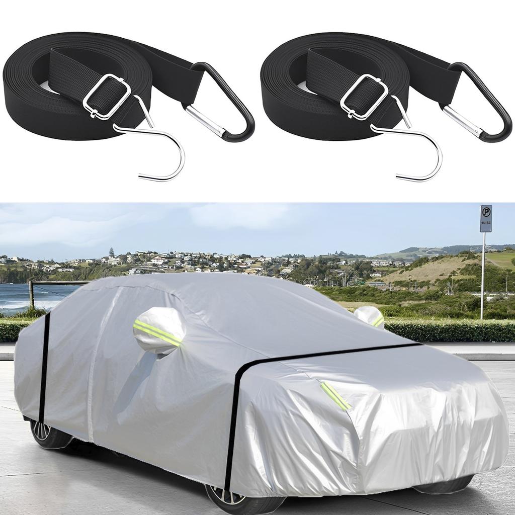 2PCS Car Covers Fixed Rope Strap Car Clothing Fixing Rope Car Cover Windproof Belt Car Luggage Bag Cargo Lashing Strap 4.4m