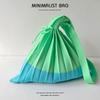 New Knitted Pleats Tote Bag Designer Chic Stitching Contrast Korean Retro Fashion Women Shoulder Shopper Handbag Foldable