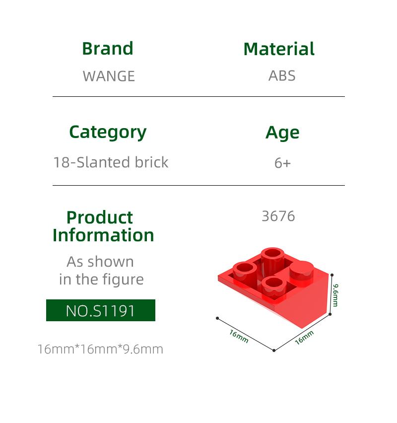 Non-Toxic 98Pcs/Lot 3676 Slope Inverted 45° 2X2 Double Convex Block Moc Color Accessories Compatible With Brick Diy Children Toy
