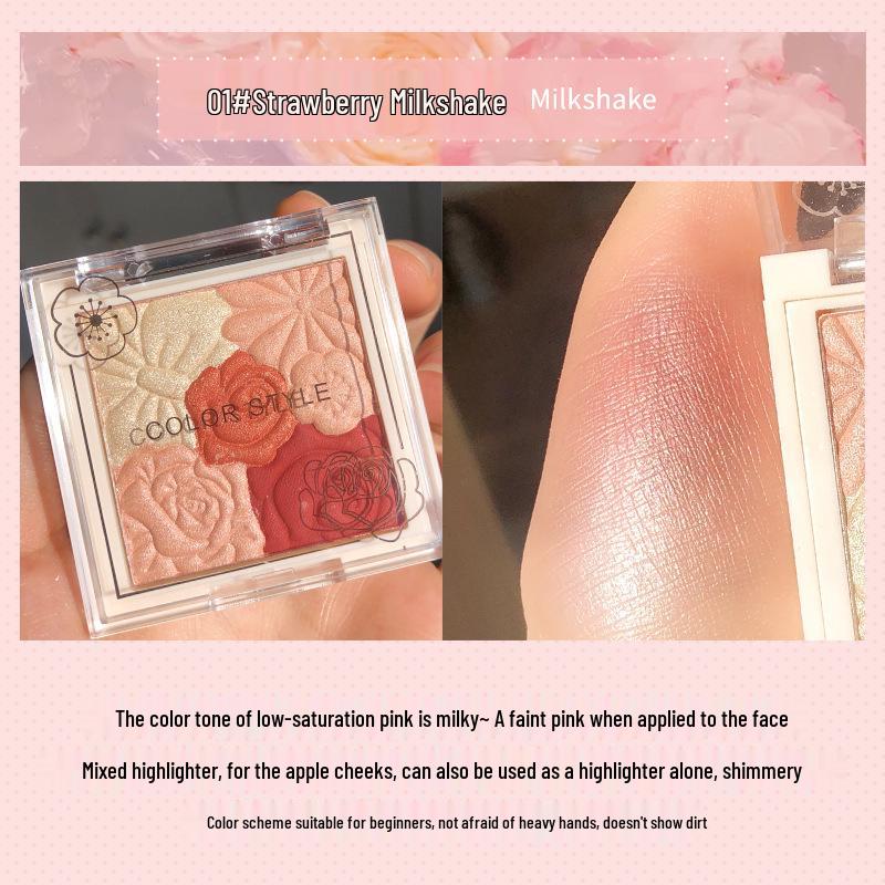 

New Five-Color Petal Blush Palette: Micro-Shimmer Matte, Natural Nude Multi-Color Rouge