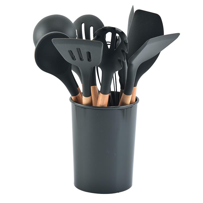 Conjunto de utensílios de cozinha de silicone com 12 peças: Espátulas Resistentes ao Calor e Espátulas para Refogar