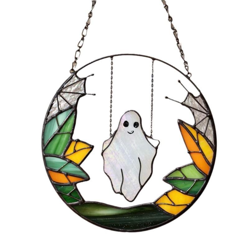 Interesting Halloween Colored Metal Pendants For Witches Swinging On Swings Haunted Houses Terrifying Window Wall Decorations