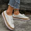 Neue Retro-Rundzehen-Elastik-Perforierte Atmungsaktive Einzelne Schuhe mit Lässigen Fransen und Flachen Sohlen