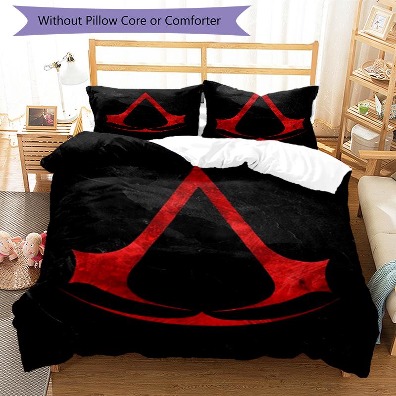 Juego de Ropa de Cama de 3 Piezas Assassin's Creed Cierre de Funda Nórdica Incluye 1 Funda Nórdica y 2 Fundas de Almohada, Suave y Cómodo para Todas las Estaciones.