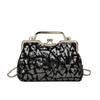 Bag new 2025 European and American fashion sequins colorful portable dinner bag ins women's retro clip shell bag